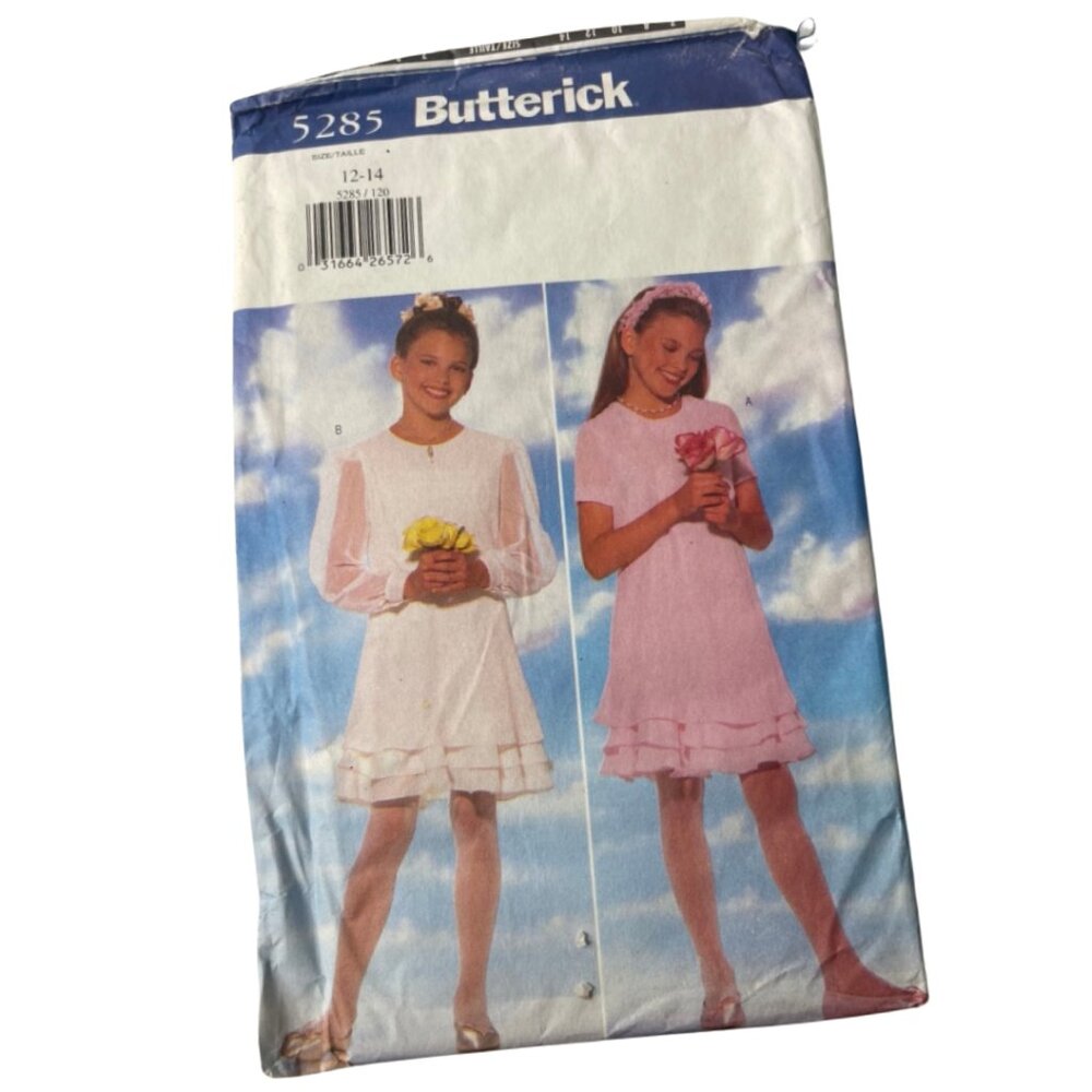 BUTTERICK | Vintage 1997 Kid's Adorable Dress Pattern #5285 | Sizes 12-14